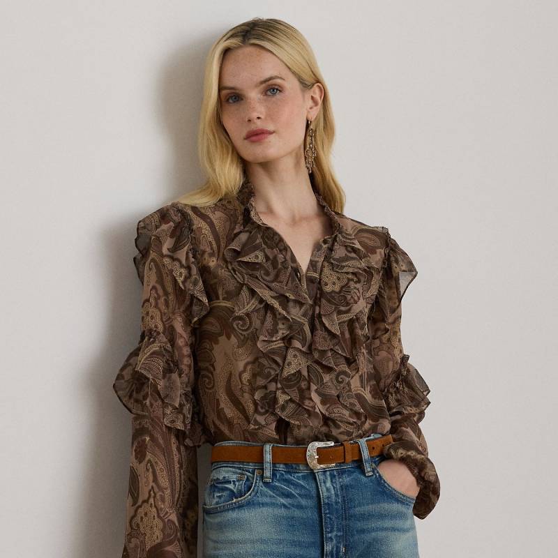 Paisley-Chiffonbluse mit Rüschenbesatz von Lauren