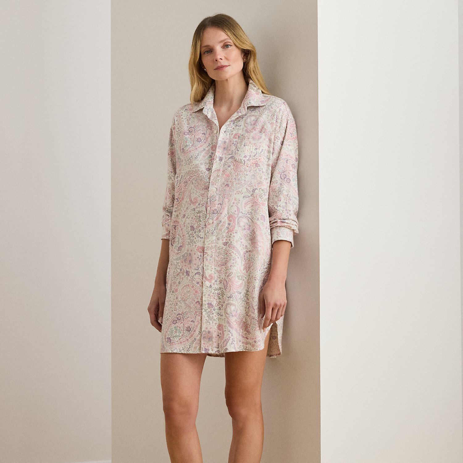 Paisley Cotton-Blend Twill Sleep Shirt von Lauren