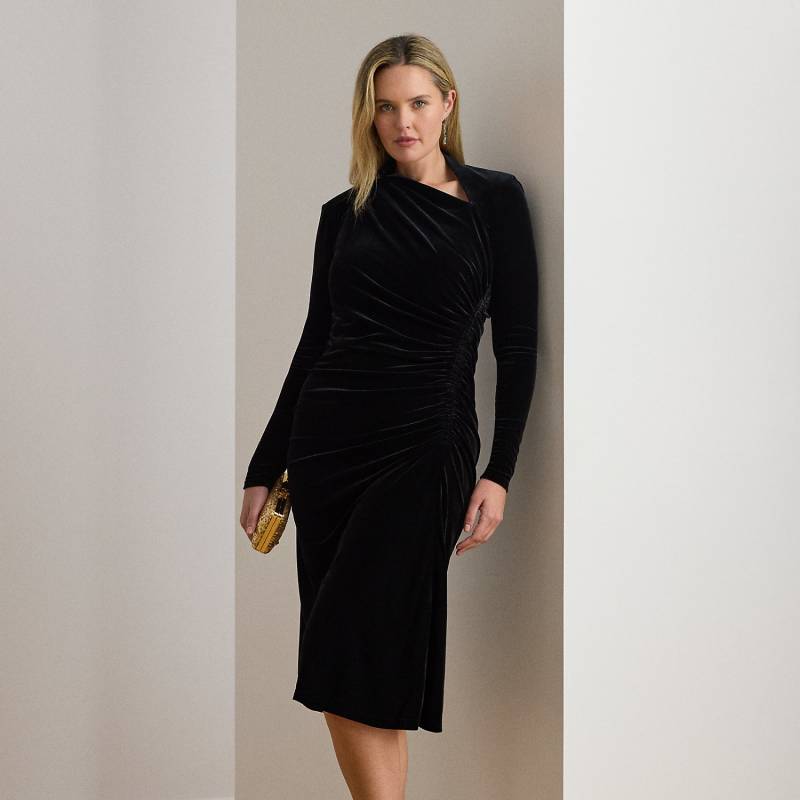 Plus Größen - Asymmetrisches Samtkleid mit Raffungen von Lauren
