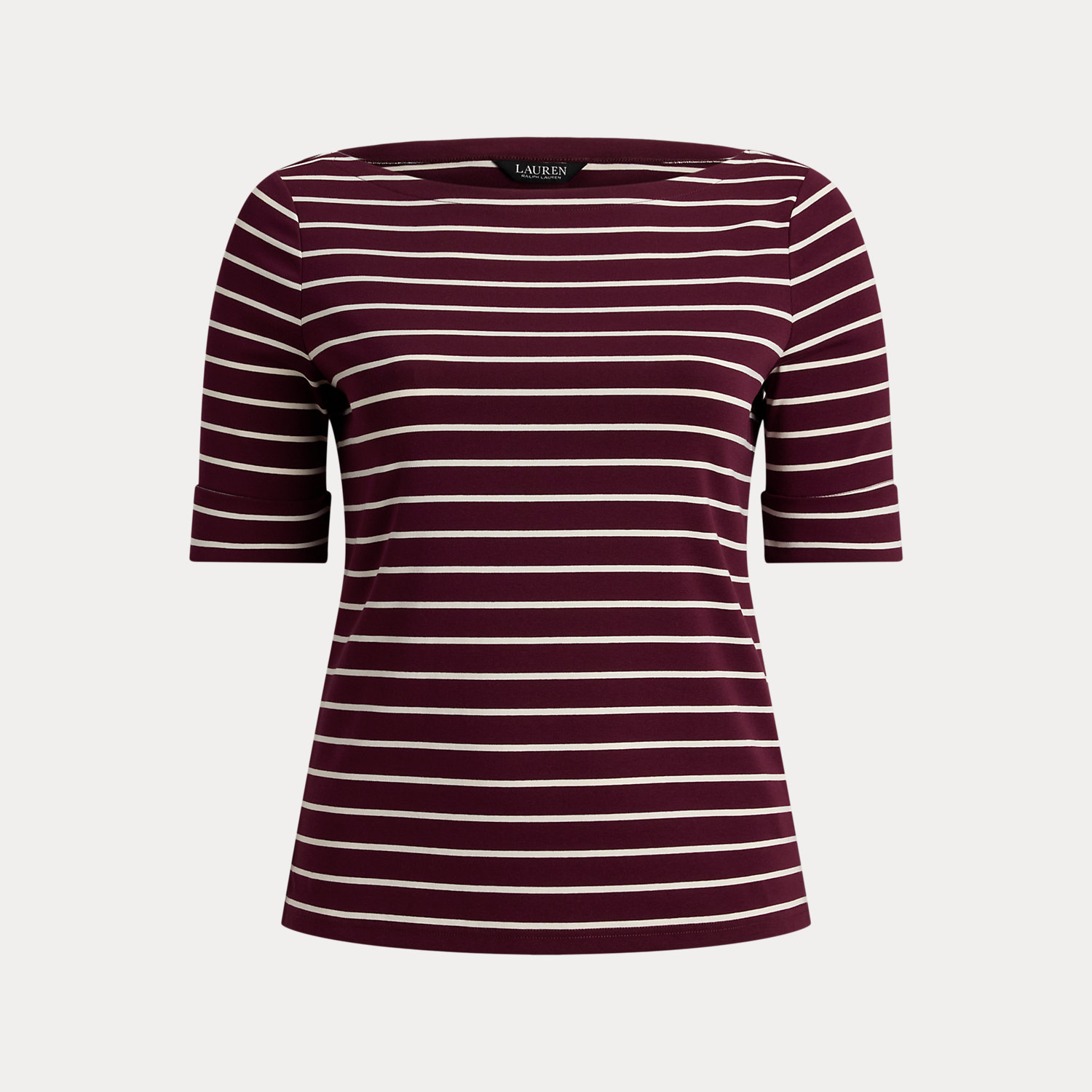 Plus Größen - Baumwoll-T-Shirt mit U-Boot-Ausschnitt von Lauren