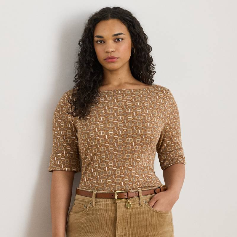 Plus Größen - Baumwoll-T-Shirt mit U-Boot-Ausschnitt von Lauren