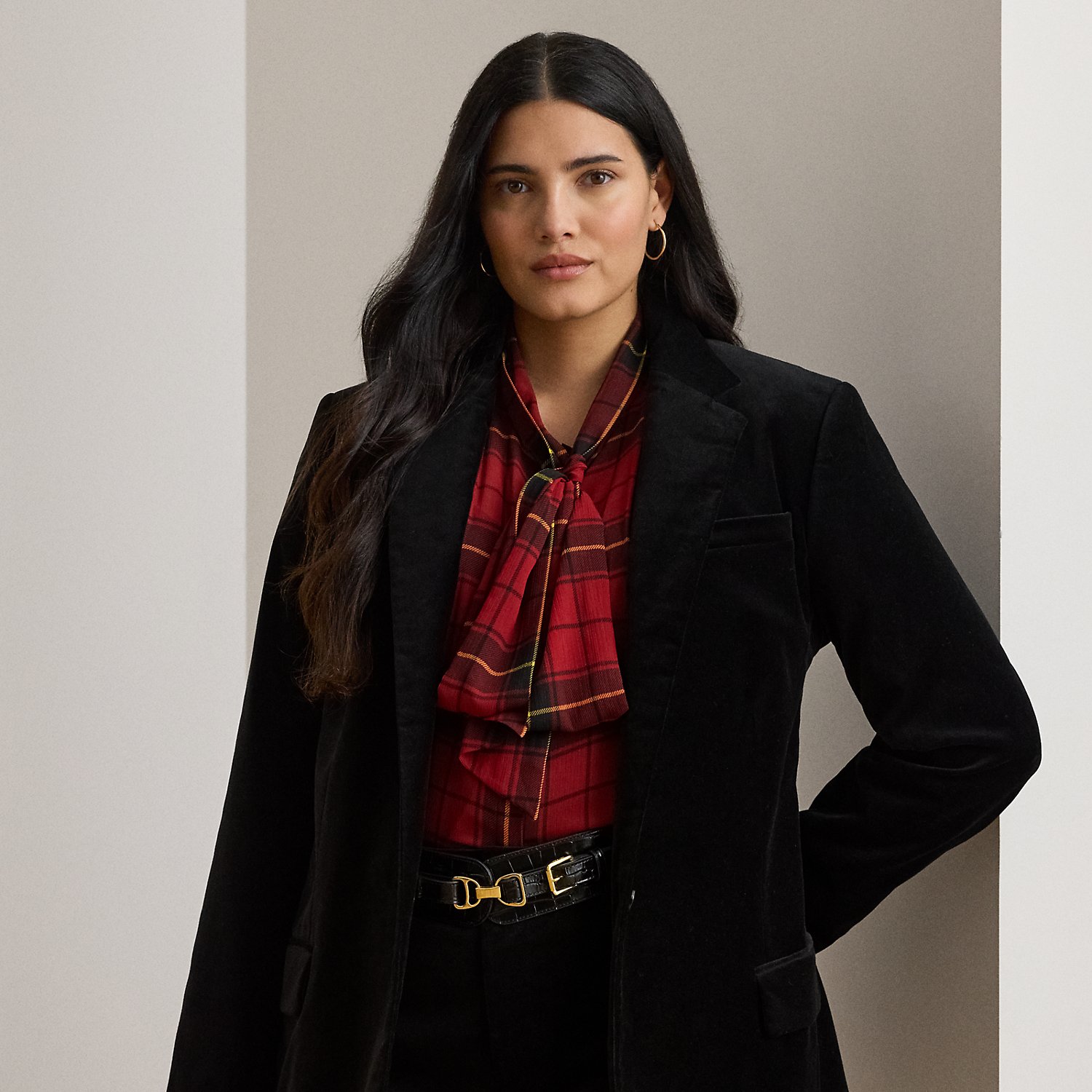 Plus Größen - Blazer aus Stretchsamt von Lauren