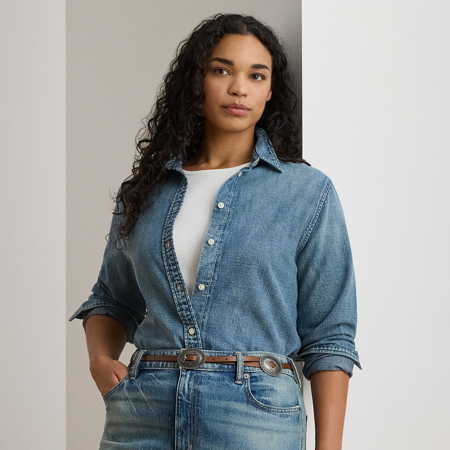 Plus Größen - Classic-Fit Jeanshemd von Lauren