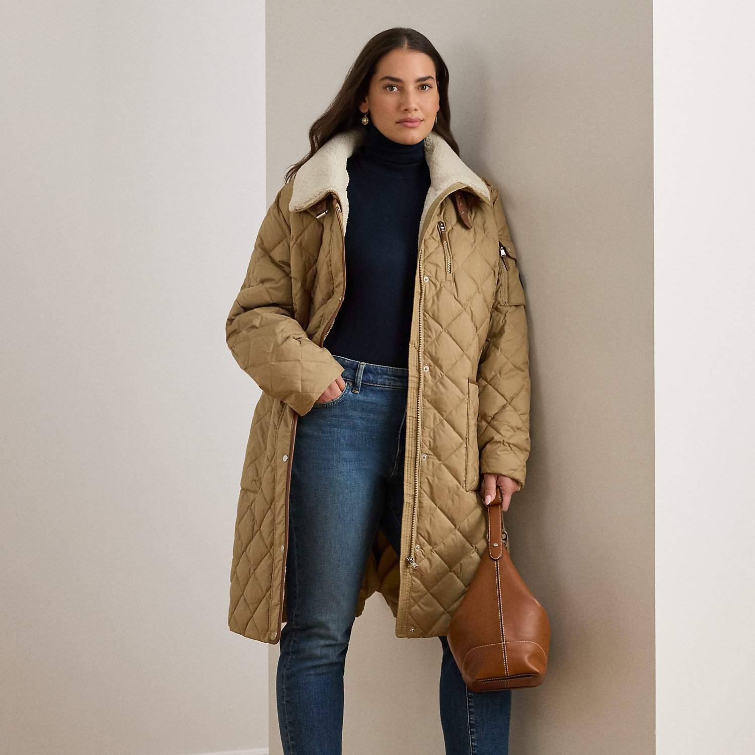 Plus Größen - Daunenmantel mit Rautensteppung von Lauren