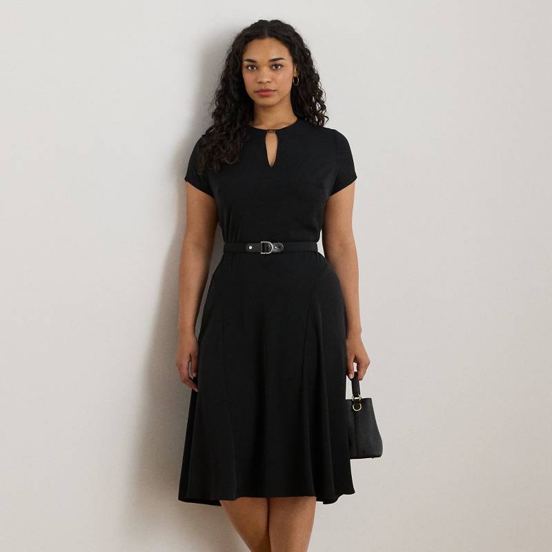 Plus Größen - Georgettekleid mit Gürtel von Lauren