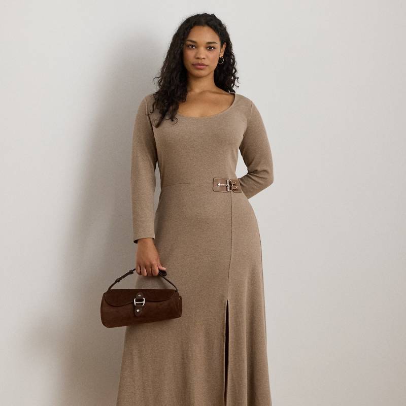Plus Größen - Geripptes Midikleid mit Schnalle von Lauren