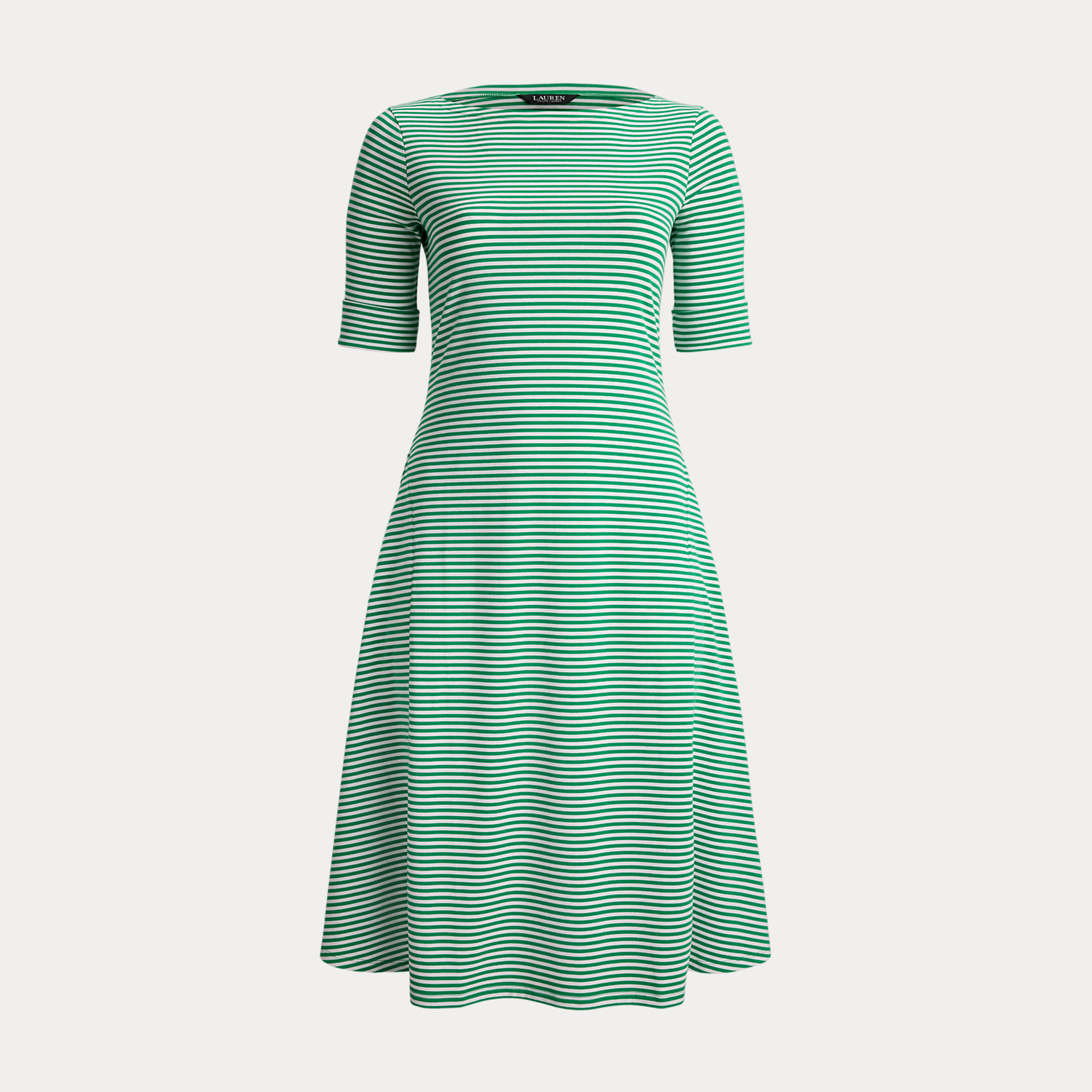 Plus Größen - Geripptes Midikleid mit Streifen von Lauren