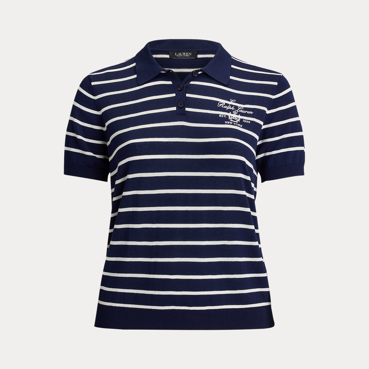 Plus Größen - Gestreifter Polo-Pullover mit Baumwolle Plus Größen - Gestreifter Polo-Pullover mit Baumwolle von Lauren