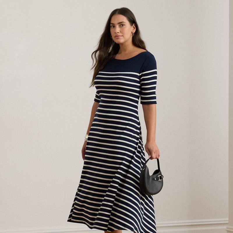 Plus Größen - Gestreiftes Midi-Rippenstrickkleid von Lauren