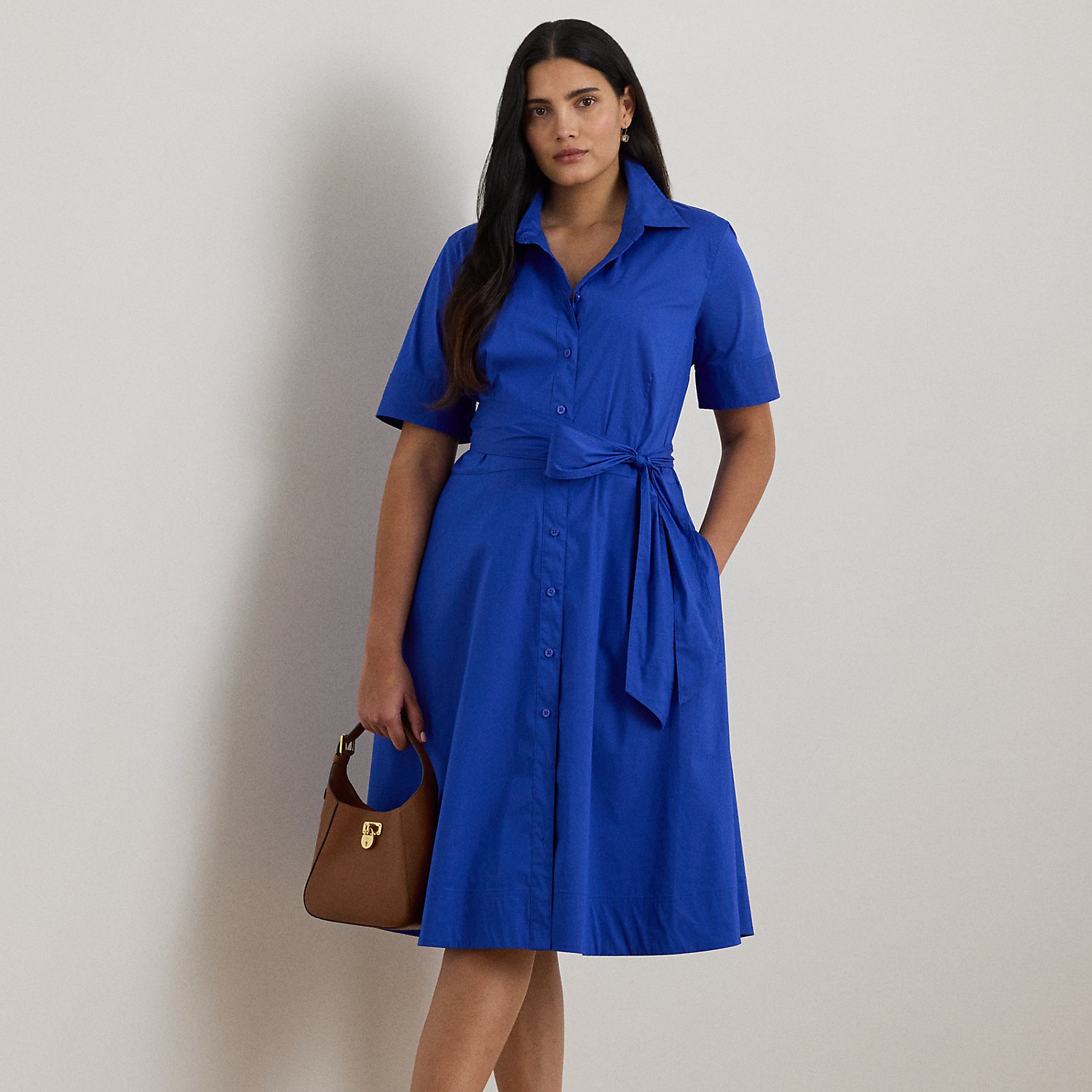 Plus Größen - Hemdkleid mit Gürtel von Lauren