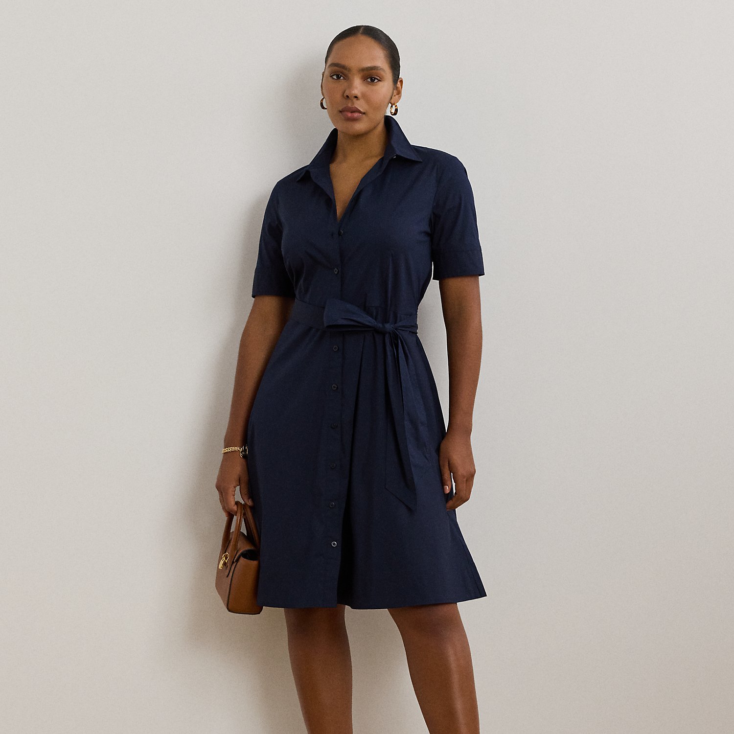 Plus Größen - Hemdkleid mit Gürtel von Lauren