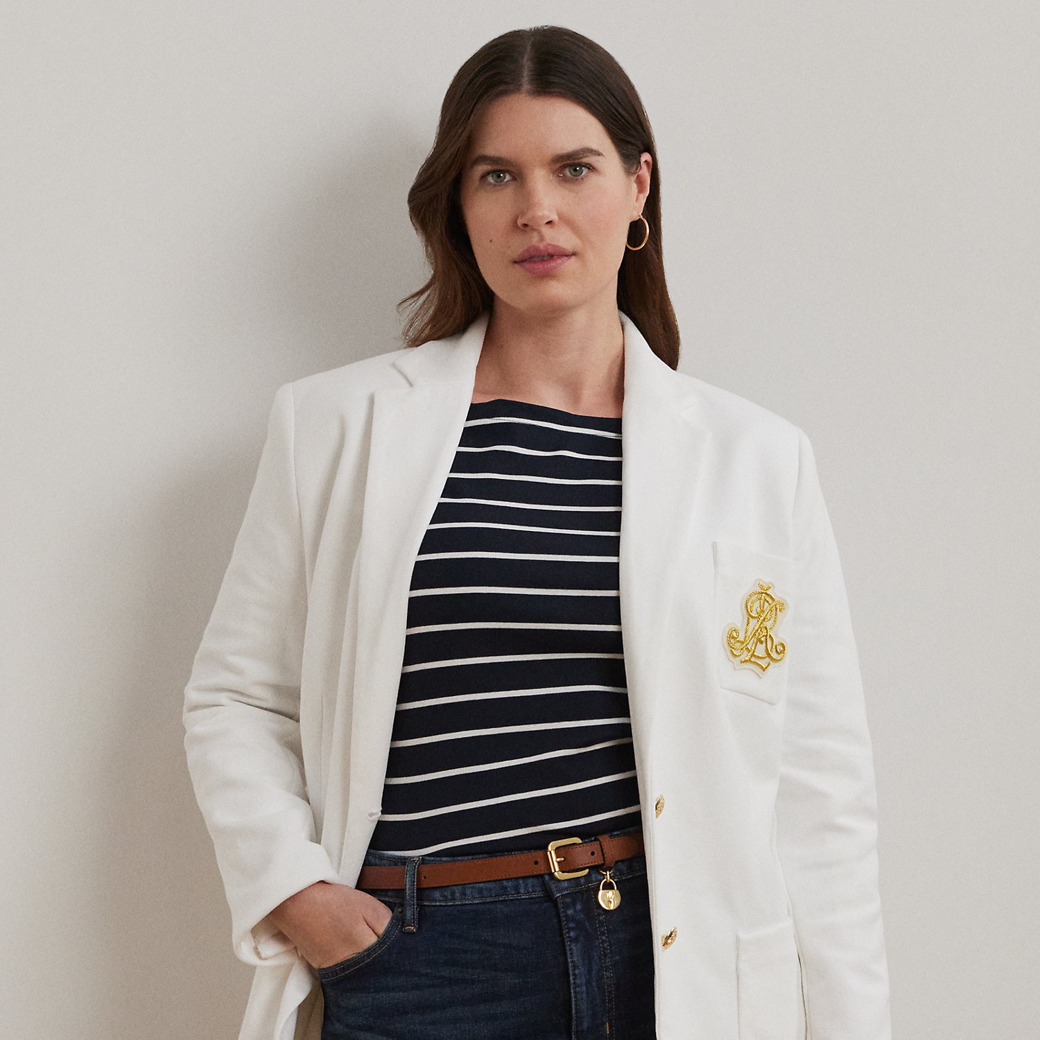 Plus Größen - Jacquardblazer mit Bouillonstickerei von Lauren