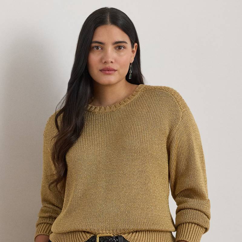 Plus Größen - Metallic-Rundhalspullover mit Baumwolle von Lauren