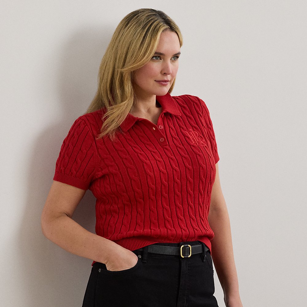 Plus Größen - Polo-Pullover mit Zopfmuster Plus Größen - Polo-Pullover mit Zopfmuster von Lauren