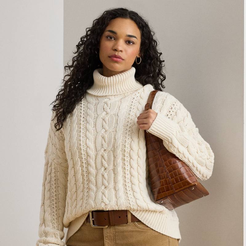 Plus Größen - Rollkragenpullover mit Zopfmuster von Lauren