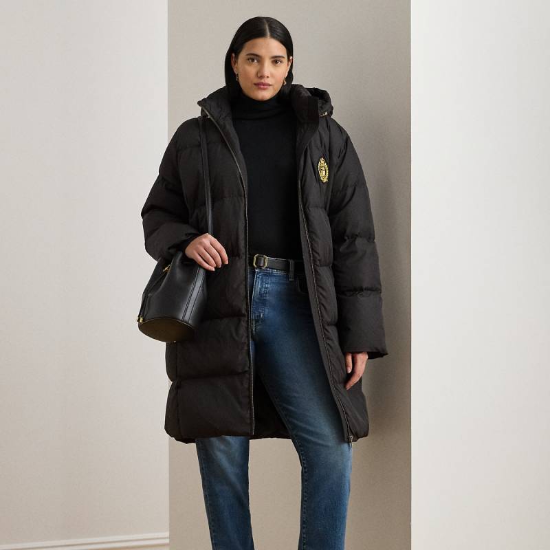 Plus Größen - Steppmantel mit Kapuze und Wappen von Lauren