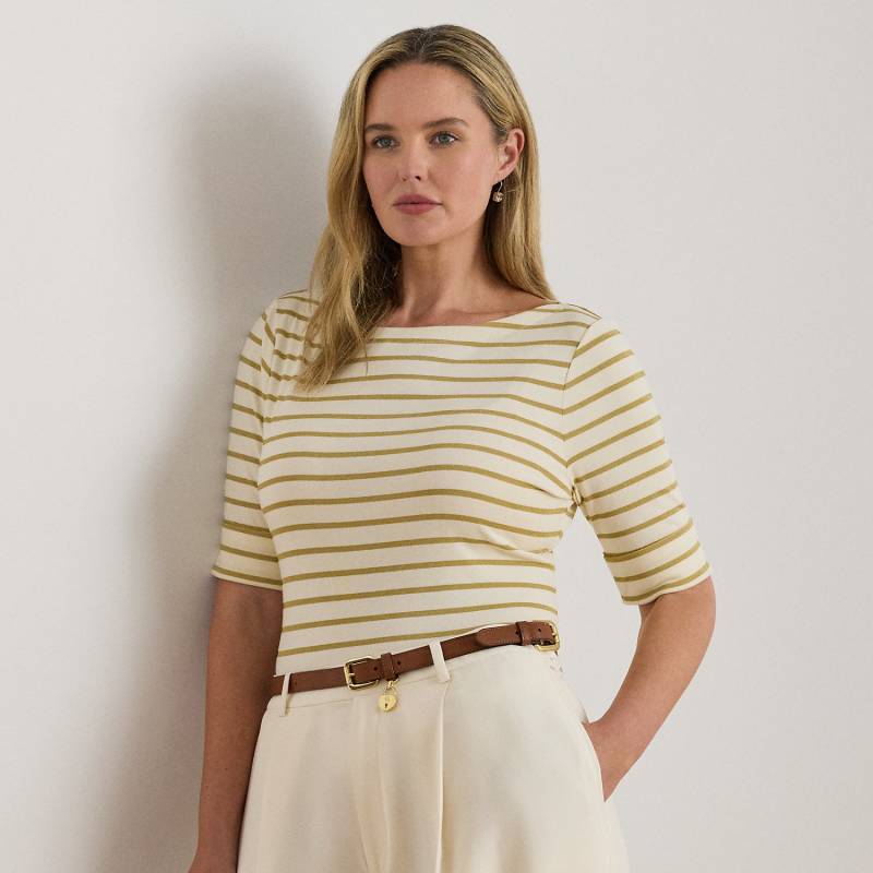 Plus Größen - T-Shirt mit Metallic-Streifenmuster von Lauren