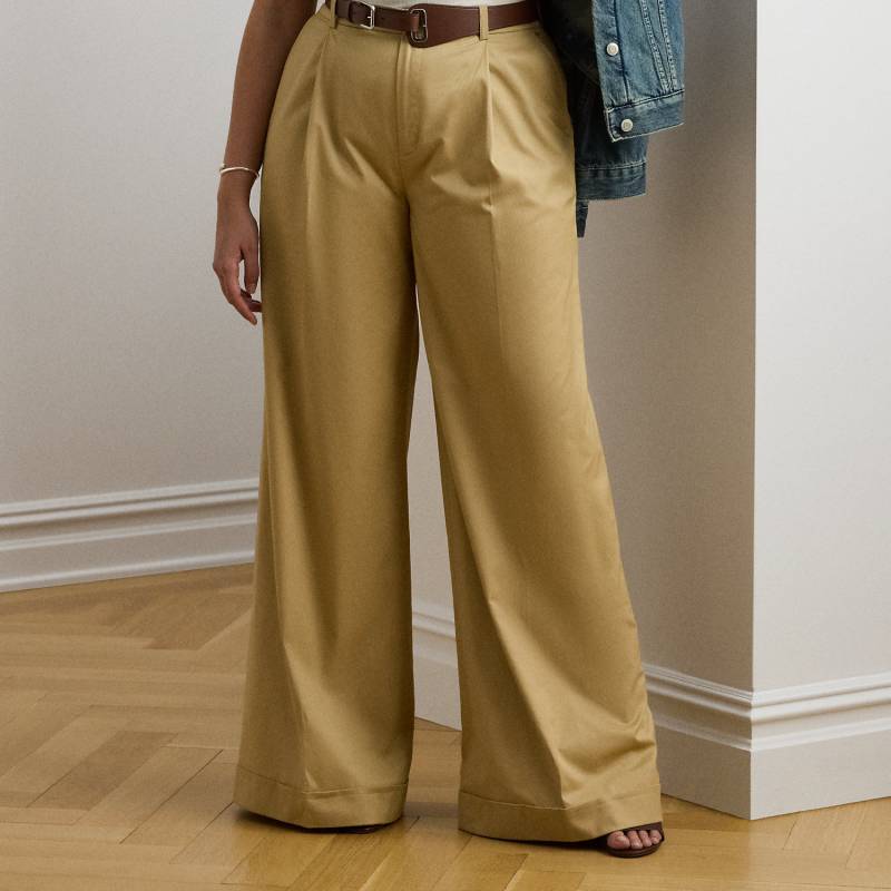 Plus Größen - Twill-Bundfaltenhose mit weitem Bein von Lauren