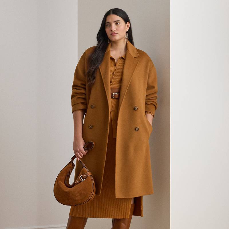 Plus Größen - Zweireihiger Kokon-Mantel mit Wolle von Lauren