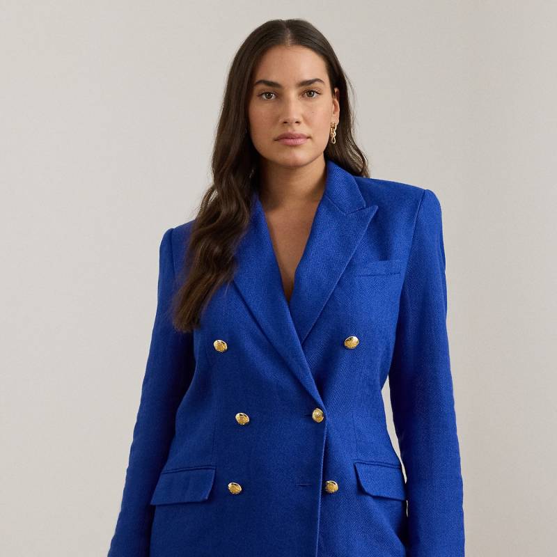 Plus Größen - Zweireihiger Leinen-Baumwoll-Blazer von Lauren
