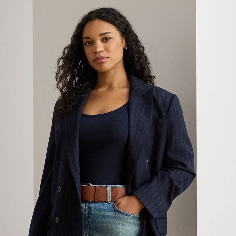 Plus Größen - Zweireihiger Nadelstreifen-Twillblazer von Lauren