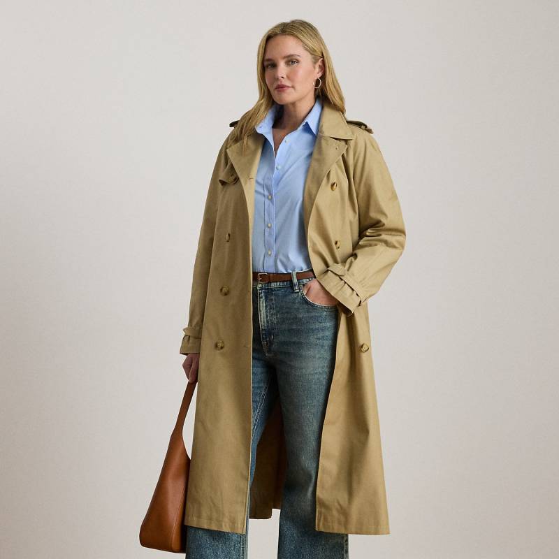 Plus Größen - Zweireihiger Trenchcoat mit Gürtel von Lauren