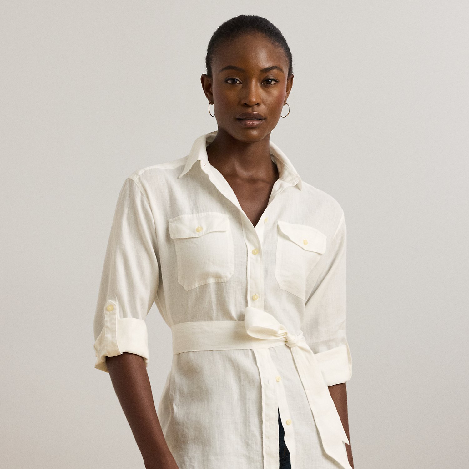 Relaxed-Fit Leinenhemd mit Gürtel von Lauren