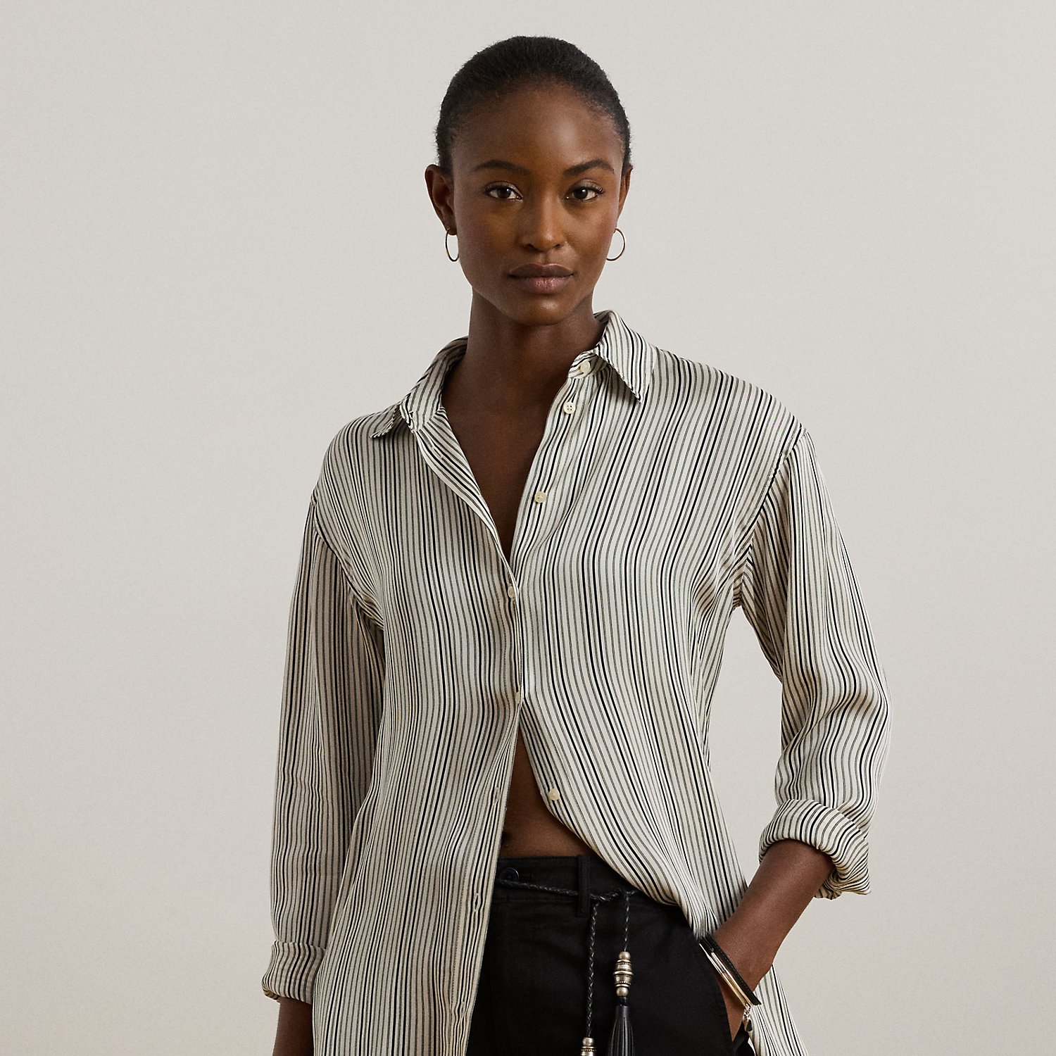 Relaxed-Fit Satinhemd mit Streifen von Lauren