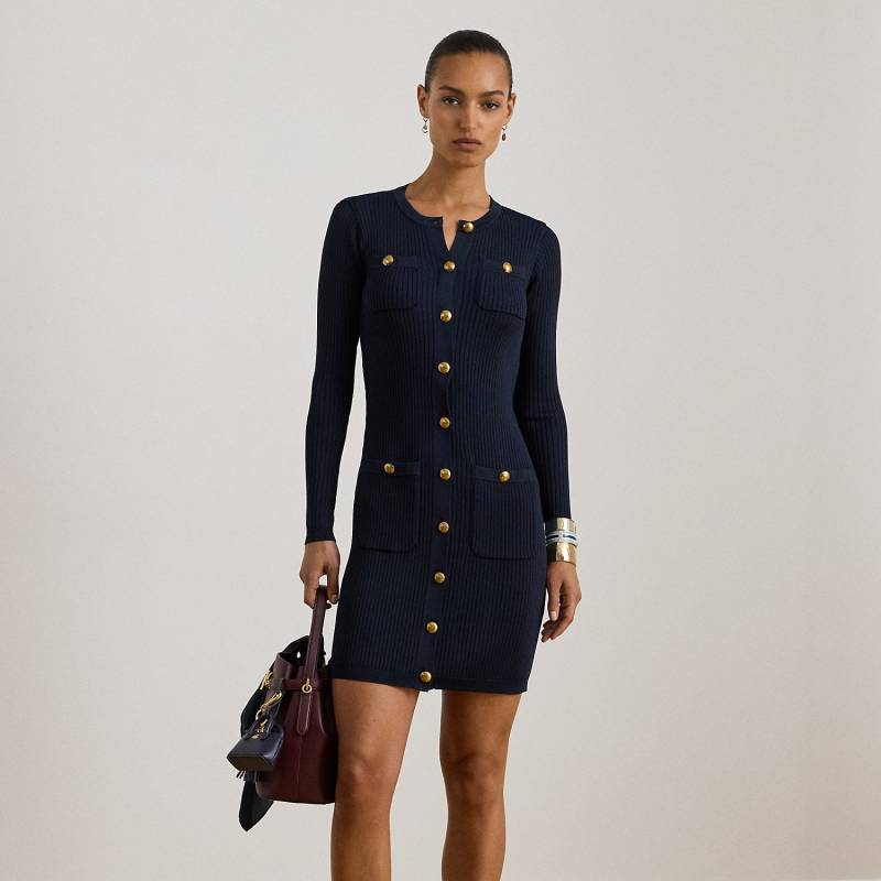 Rippenstrick-Pulloverkleid mit Besatz von Lauren