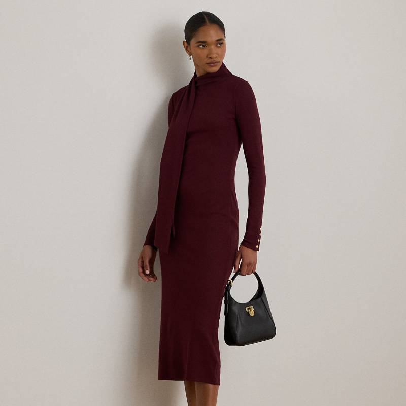 Rippenstrickkleid mit Schalbesatz von Lauren