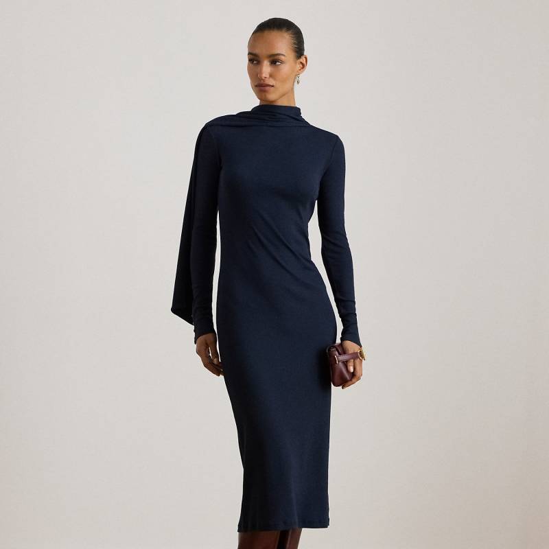 Rippenstrickkleid mit Schalbesatz von Lauren