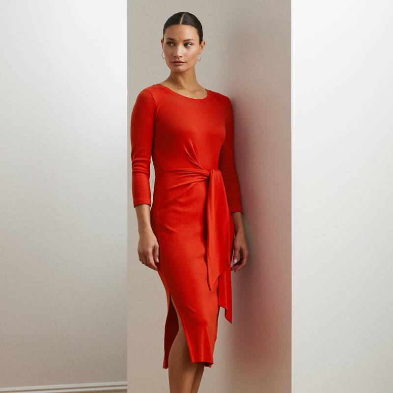 Rundhalskleid mit Bindedetail vorne von Lauren