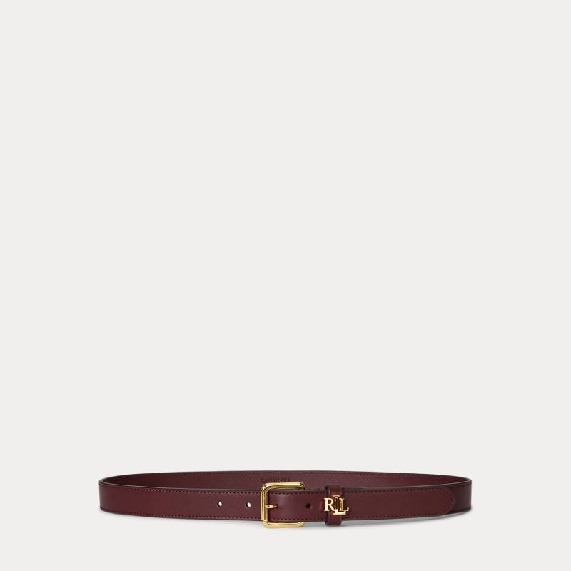 Schmaler Ledergürtel mit Logo-Schlaufe Schmaler Ledergürtel mit Logo-Schlaufe von Lauren