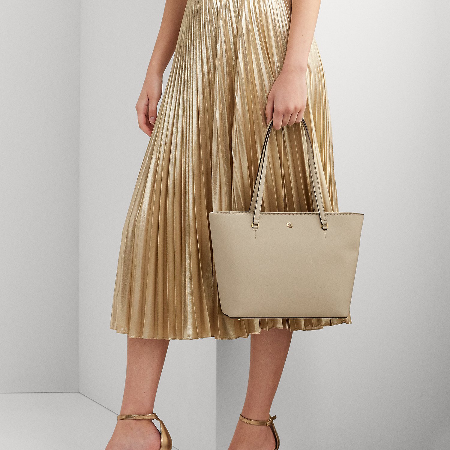 Schraffierte Ledertragetasche Karly von Lauren