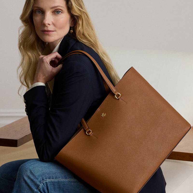 Schraffierte Ledertragetasche Karly von Lauren