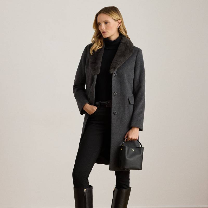 Seemannsmantel mit Wolle und Kunstpelz von Lauren