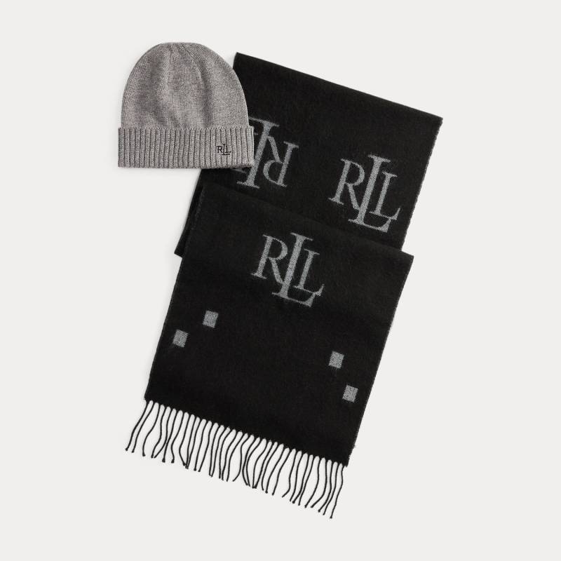 Set aus Schal und Strickmütze mit Logo von Lauren