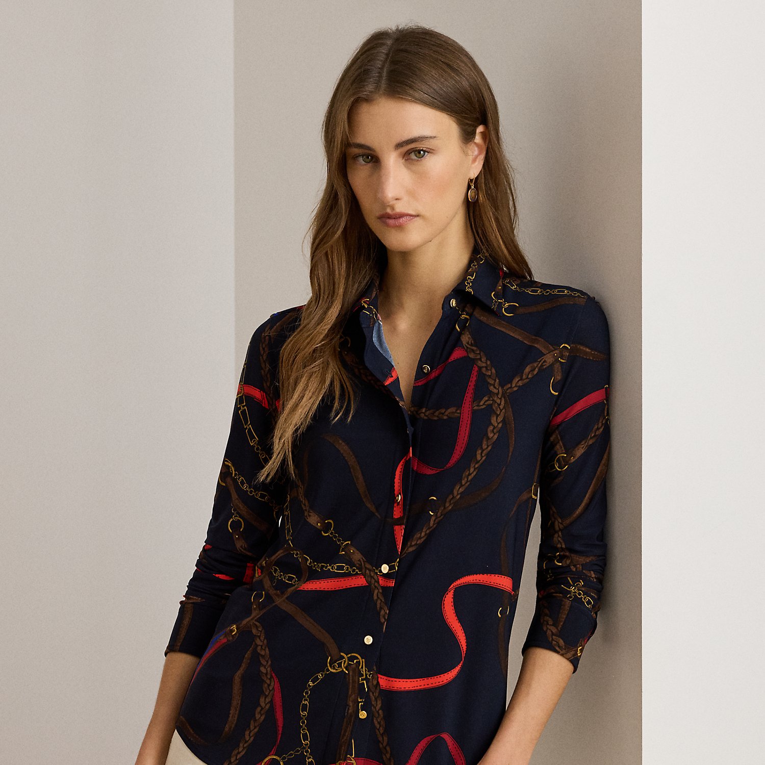 Slim-Fit Jerseyhemd mit Gürteldruck von Lauren