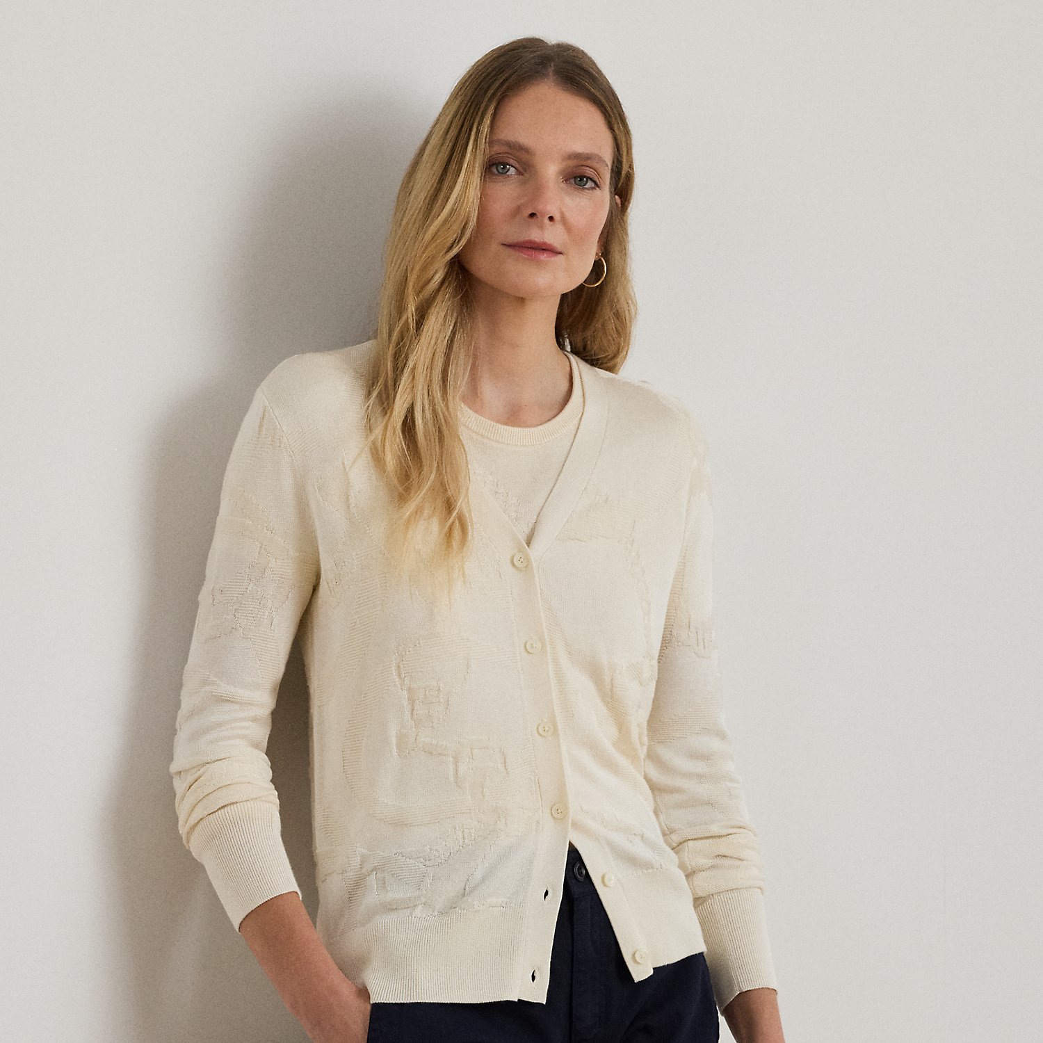 Strickjacke mit Gürtelmotiv von Lauren