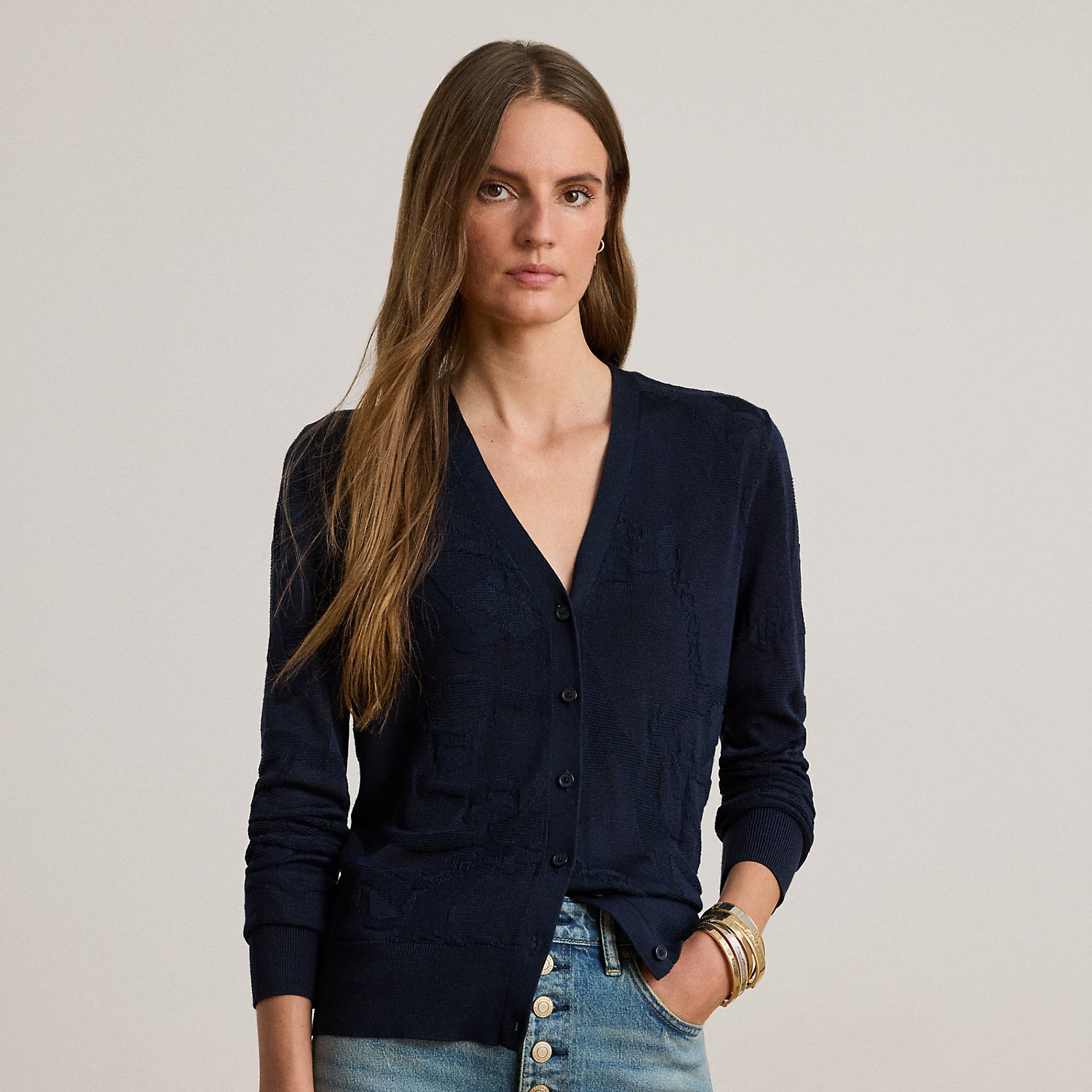 Strickjacke mit Gürtelmotiv von Lauren