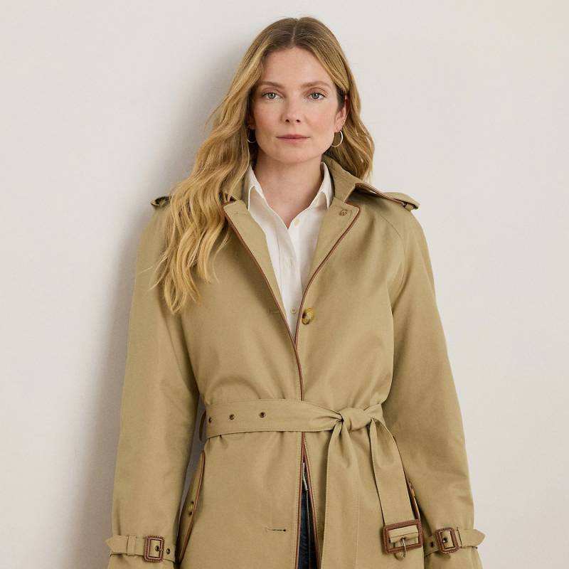 Trenchcoat mit Kunstlederbesatz von Lauren