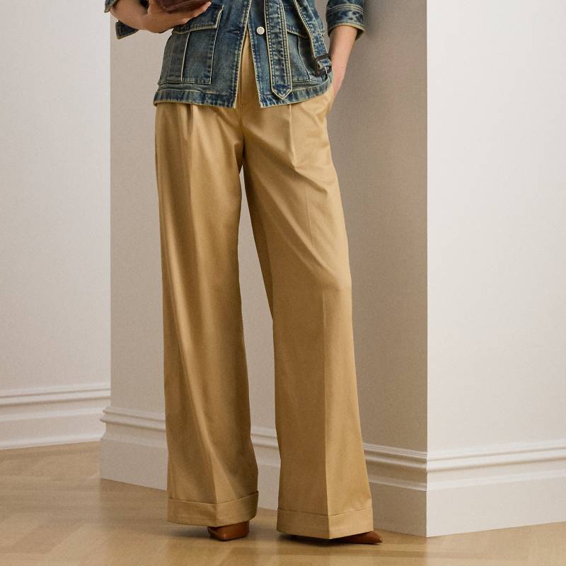 Twill-Bundfaltenhose mit weitem Bein von Lauren