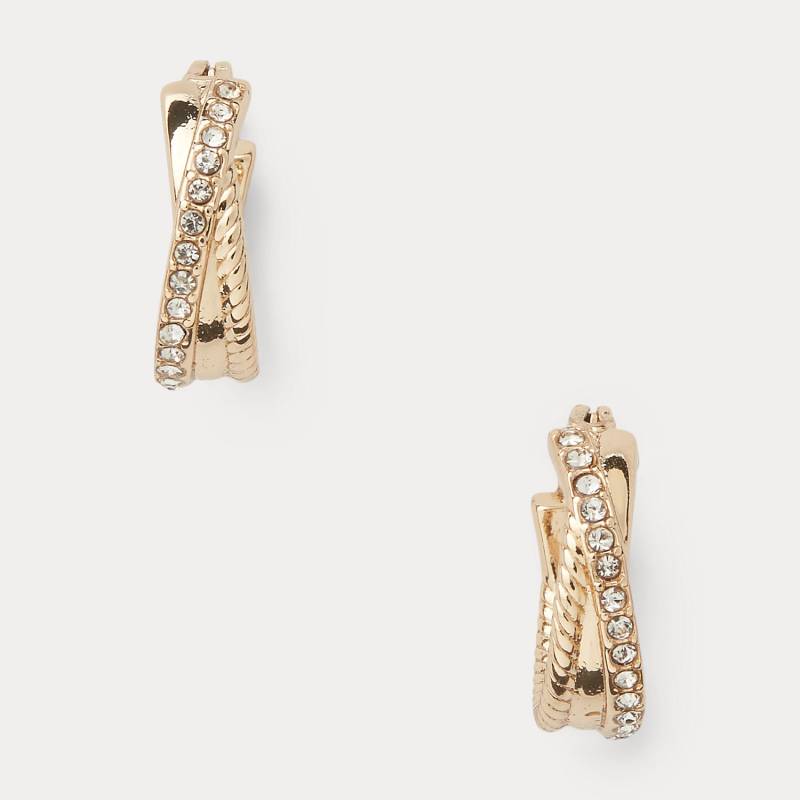 Verdrehte, goldfarbene Pavé-Creolen von Lauren