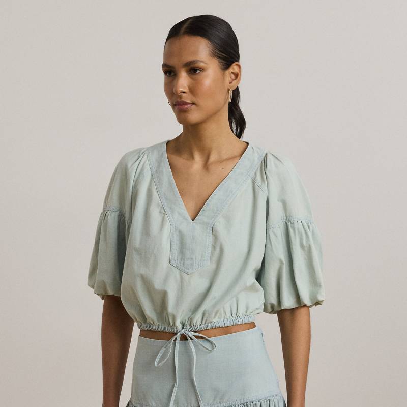 Verkürzte Bluse mit Ballonärmeln von Lauren