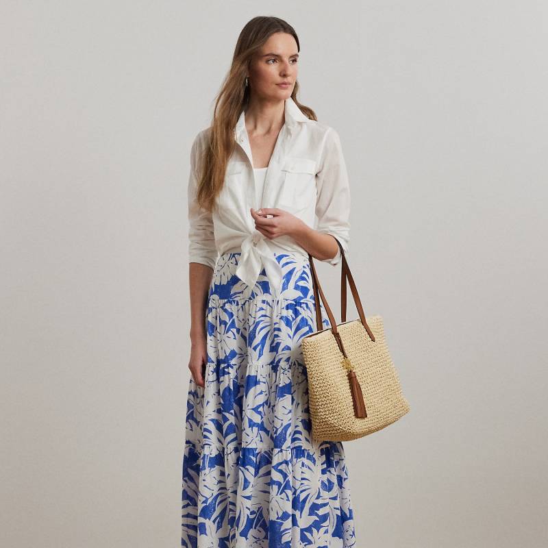 Voile-Stufenrock mit Palmwedeldruck von Lauren