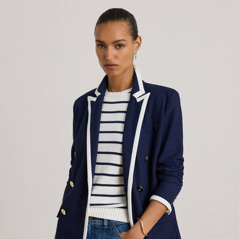 Zweifarbiger zweireihiger Piqué-Blazer von Lauren