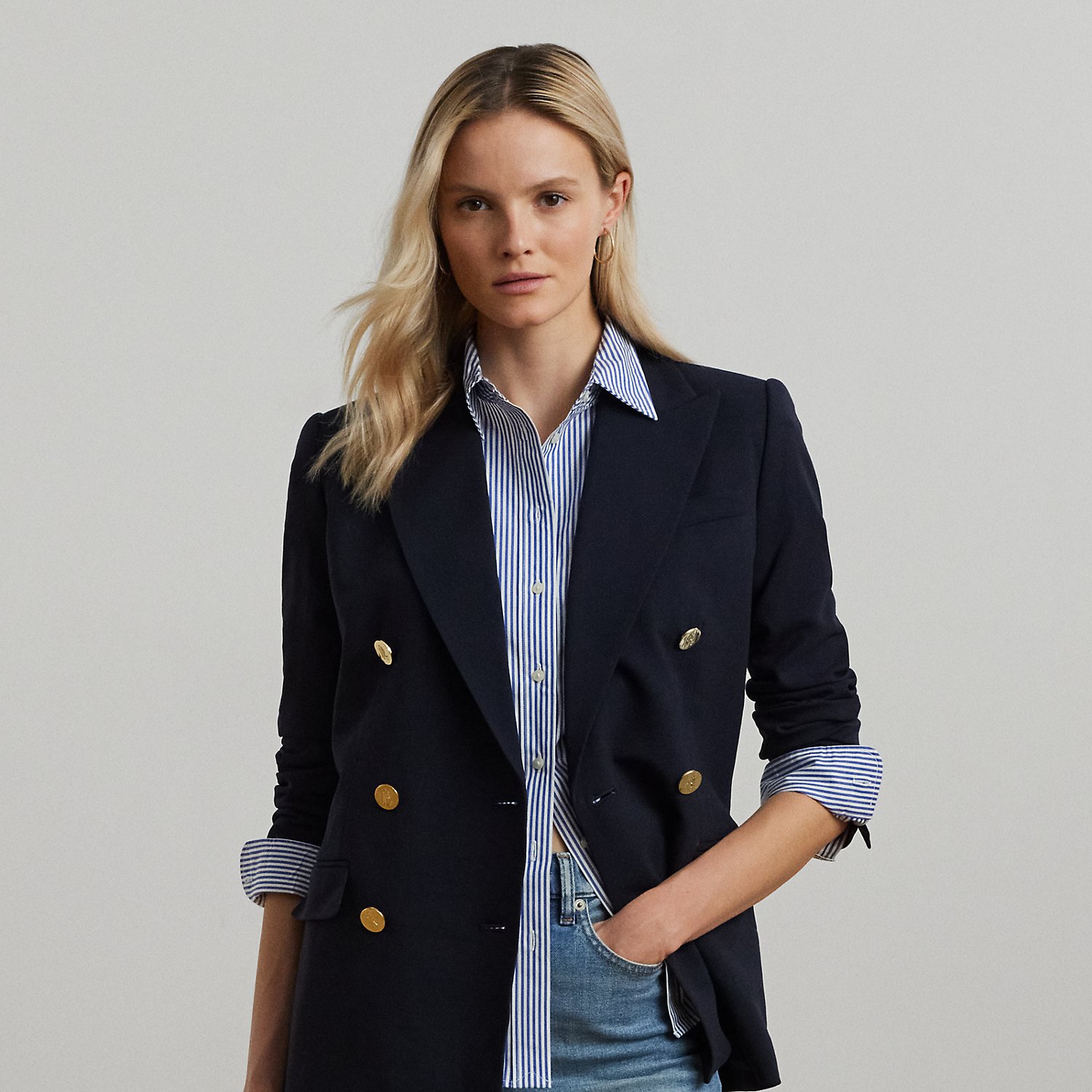 Zweireihiger Blazer aus Wollkrepp von Lauren