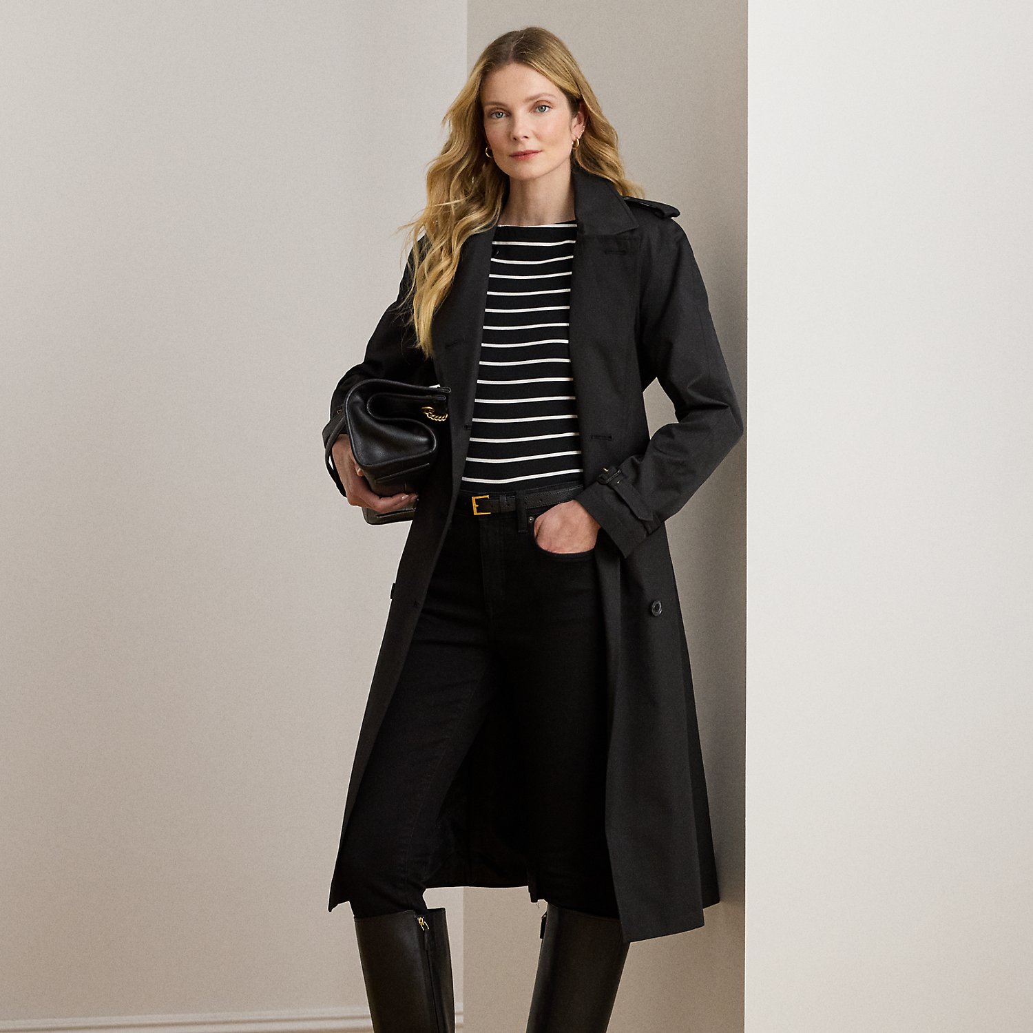 Zweireihiger Trenchcoat mit Gürtel von Lauren