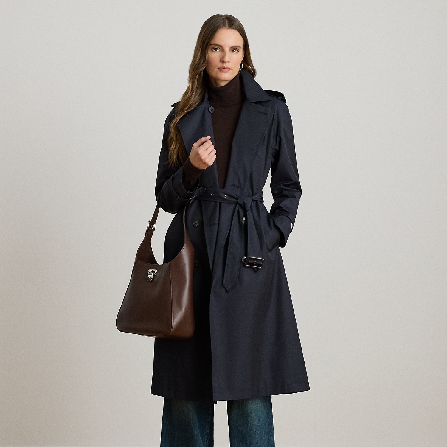 Zweireihiger Trenchcoat mit Gürtel von Lauren