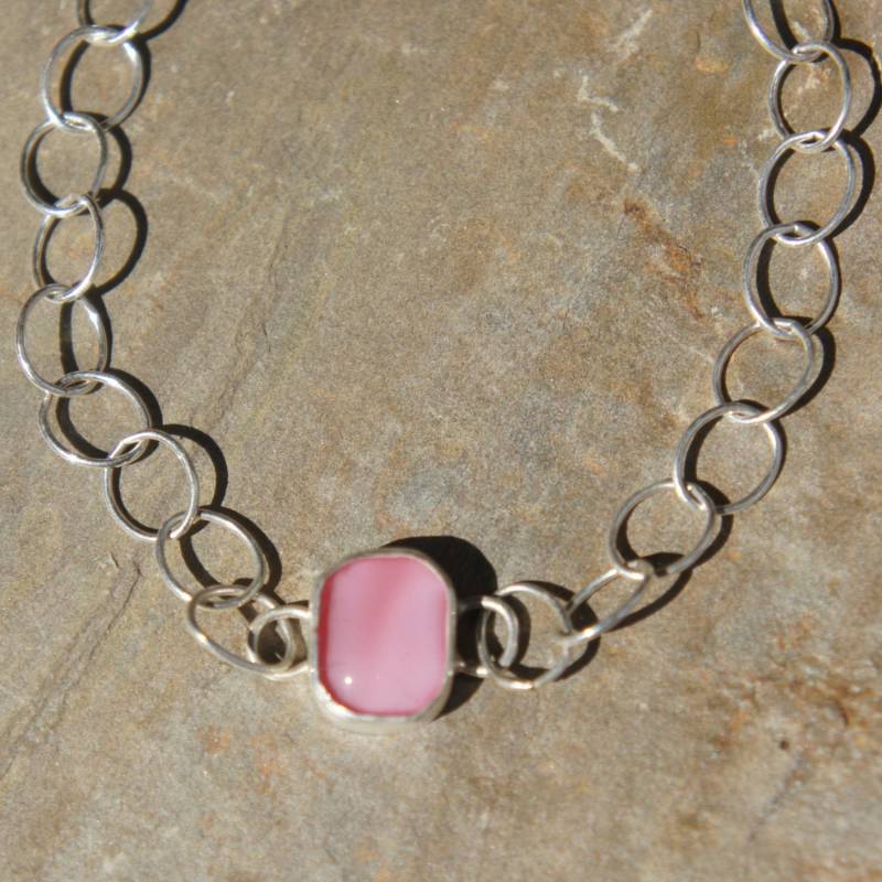 Silber Halskette Mit Rosa Glas Silber Halskette Mit Rosa Glas von LaurieRhoads